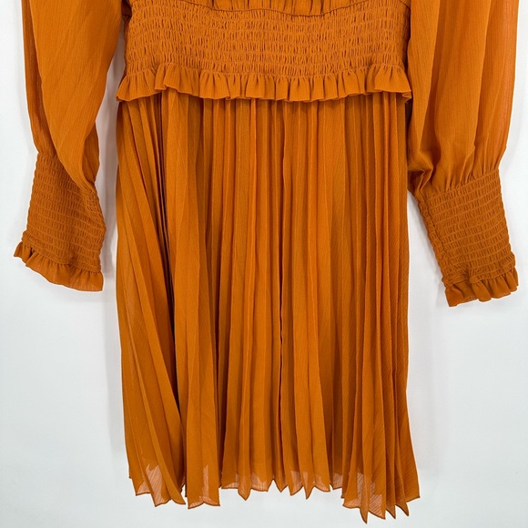 Scotch And Soda Smocked Mini Dress Color Cinnamon Spice Size Small - NEW - Picture 6 of 8